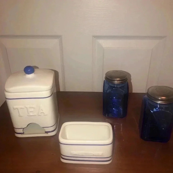 Set of 4/tea -sweetener- salt & pepper canisters - Picture 2 of 6